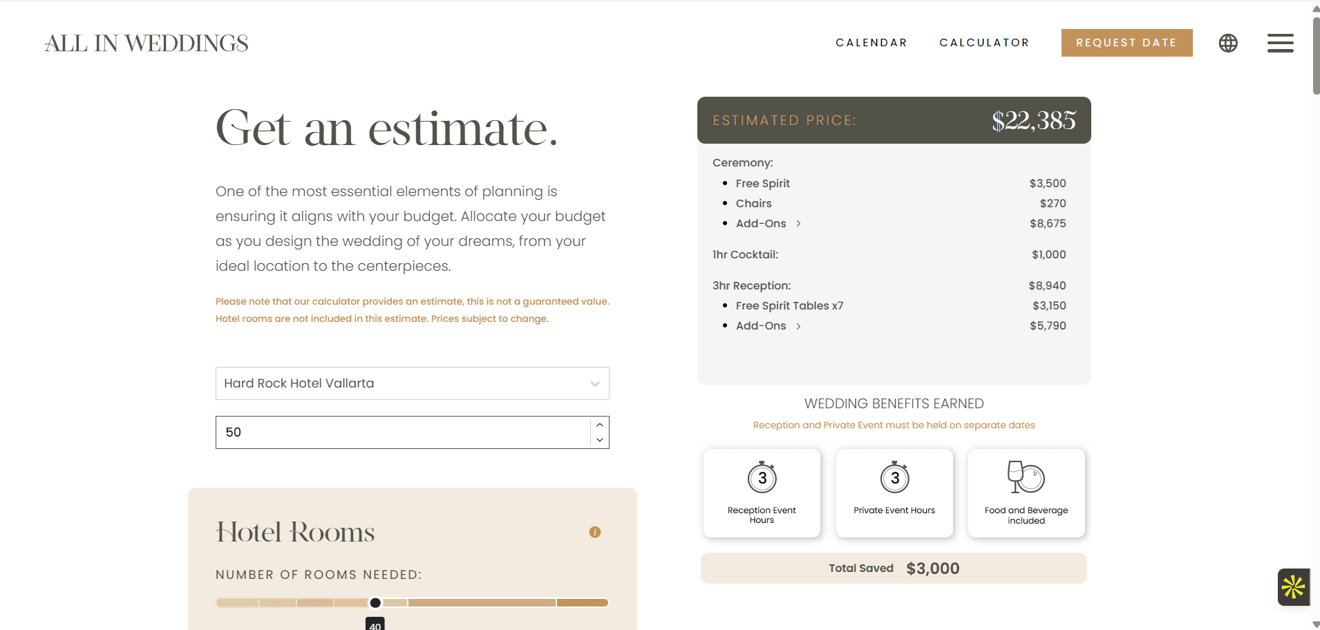 Wedding budget calculator