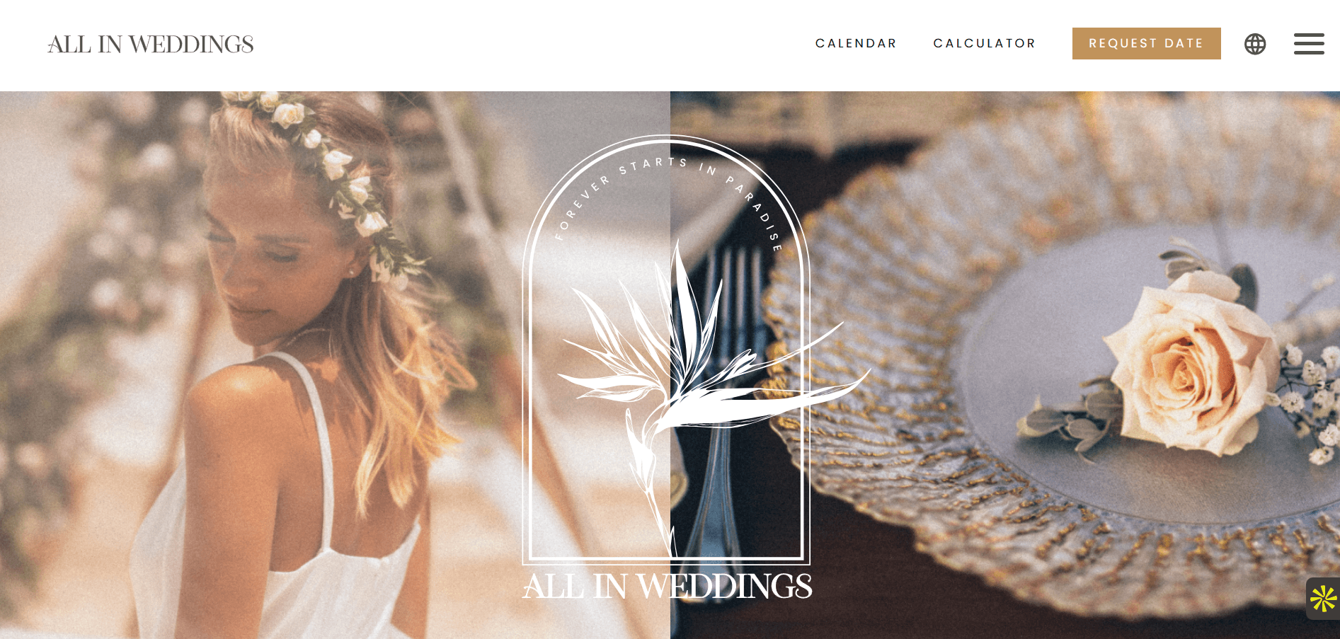 All In Weddings homepage